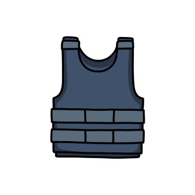 Kurşun geçirmez yelek karalama simgesi, vektör illüstrasyonu