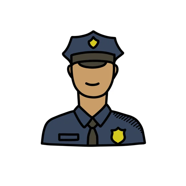 Polizei Doodle Symbol Vektor Illustration — Stockvektor