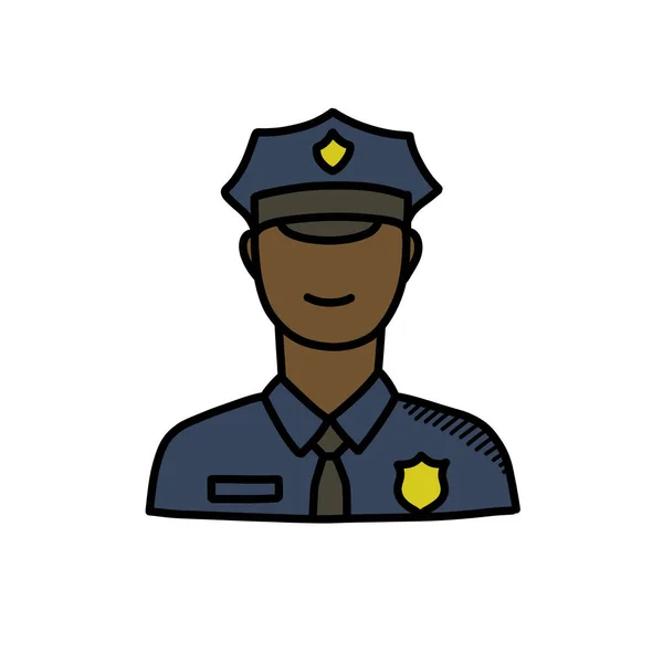 Police Doodle Icon Vector Illustration — Stock Vector
