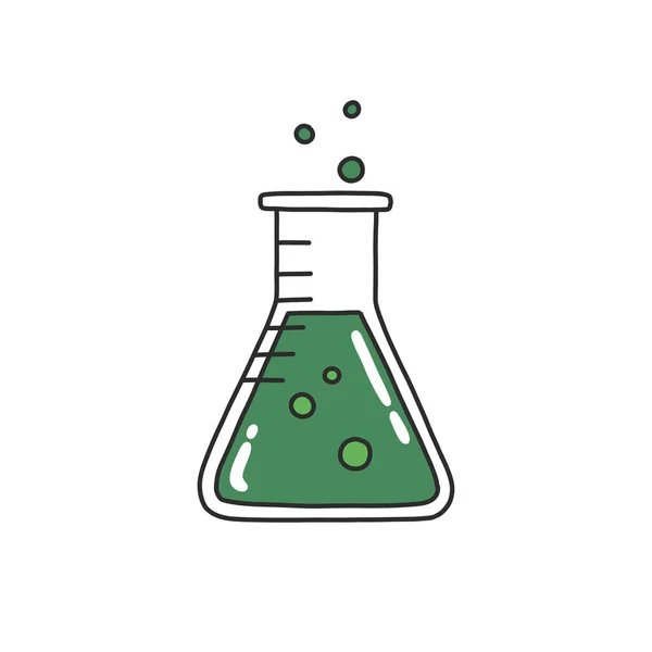 Erlenmeyer Frasco Doodle Ícone Ilustração Vetorial — Vetor de Stock