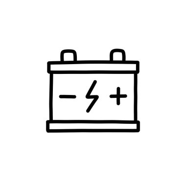 akümülatör, araba aküsü karalama simgesi, vektör çizimi