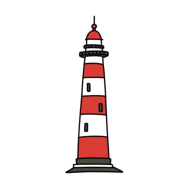deniz feneri karalama simgesi, vektör çizimi