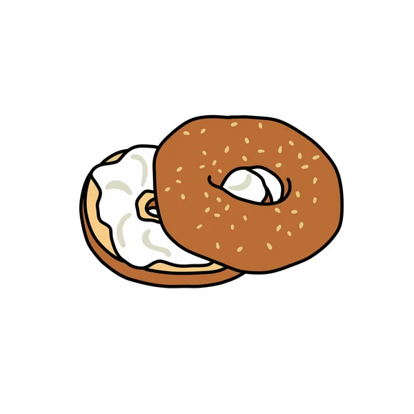 Bagel Doodle Icon Vector Illustration — Stock Vector