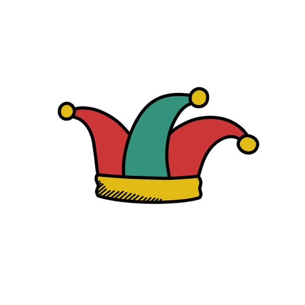 Jester Hat Doodle Icon Vektorillustrasjon – stockvektor