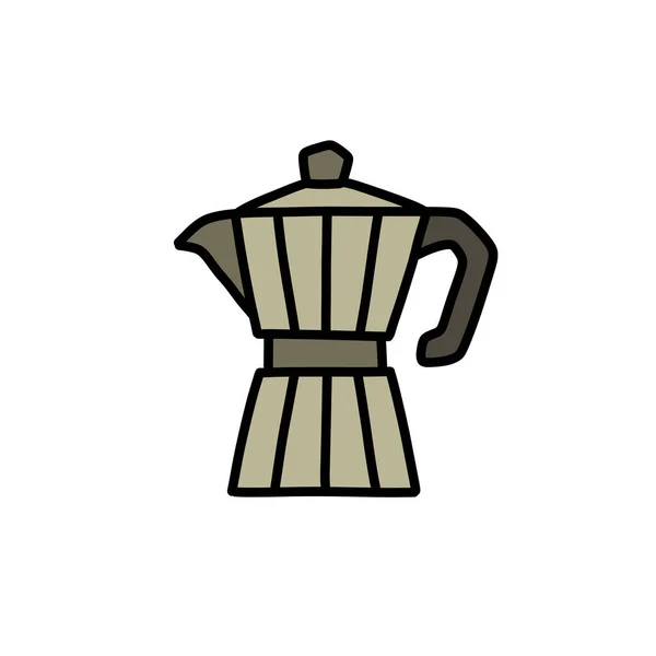 Moka Pot Doodle Icoon Vector Illustratie — Stockvector