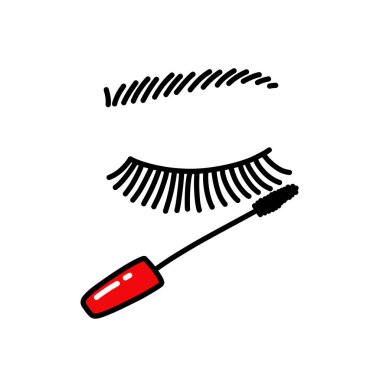 rimel ve kirpik karalama ikonu, vektör illüstrasyonu