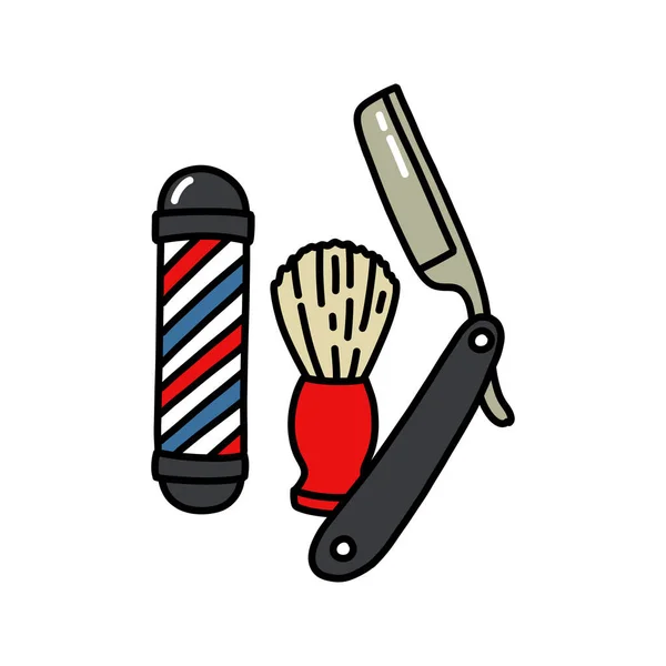 Barbershop Doodle Icon Vector Illustration — Stock Vector