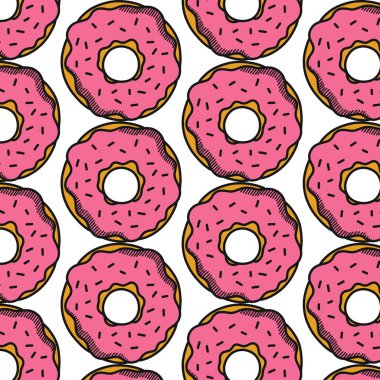 donut çizimi kusursuz desen, vektör çizimi