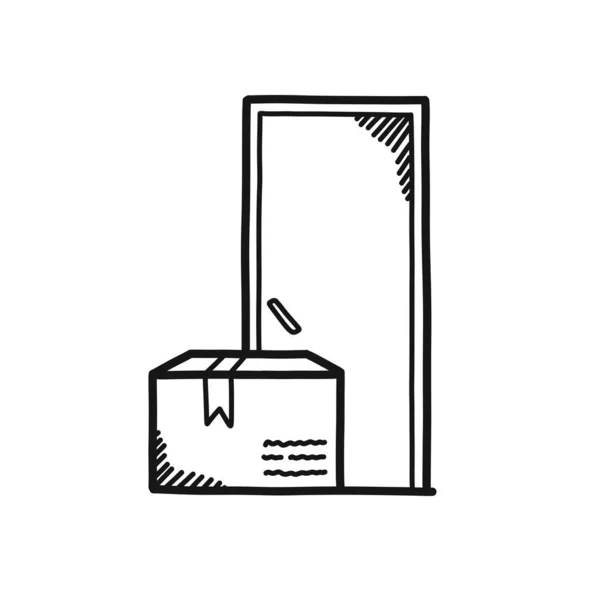 Livraison Icône Porte Doodle Illustration Vectorielle — Image vectorielle