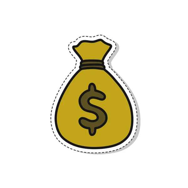 Bolsa Dinero Garabato Icono Etiqueta Vector Ilustración — Vector de stock