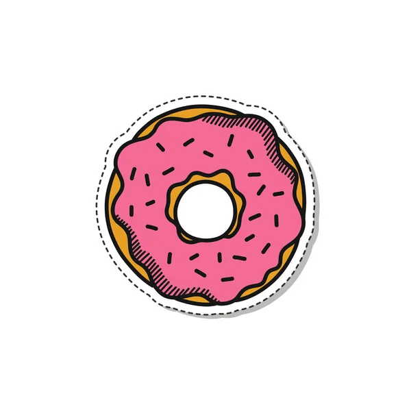 Donut Doodle Aufkleber Symbol Vektorillustration — Stockvektor