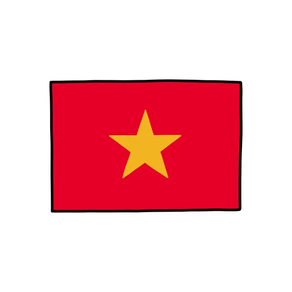 Bandera Vietnam Doodle Icono Vector Ilustración — Vector de stock