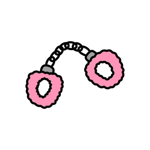 Pelz Handschellen Sexspielzeug Doodle Symbol Vektorillustration — Stockvektor