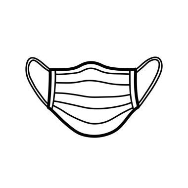 tıbbi maske karalama simgesi, vektör illüstrasyonu