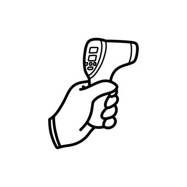 temas olmayan kızılötesi termometre karalama simgesi, vektör illüstrasyonu