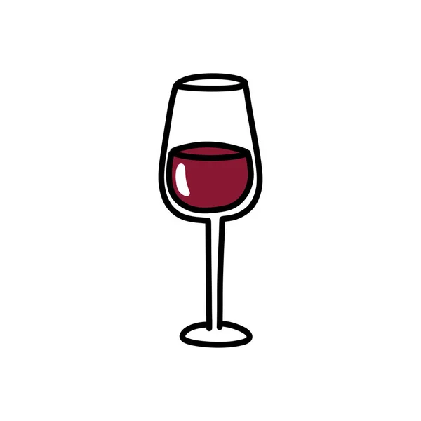Glass Red Wine Doodle Icon Vector Illustration — Stock Vector