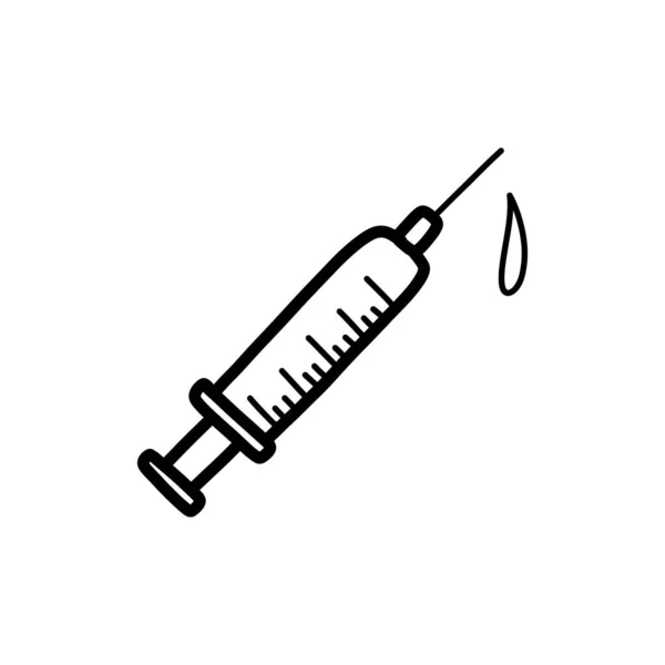 Syringe Doodle Icon Vector Illustration — Stock Vector