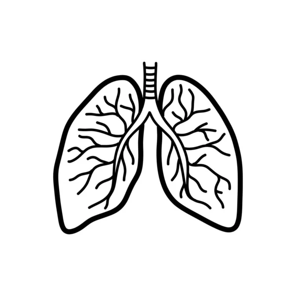 Ανθρώπινα Πνευμόνια Εικονίδιο Doodle Διανυσματική Απεικόνιση — Διανυσματικό Αρχείο