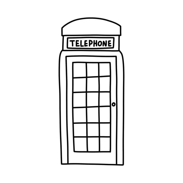 İngilizce telefon kulübesi karalama simgesi, vektör illüstrasyonu