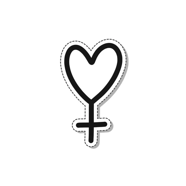 Γυναικείο Σύμβολο Εικονίδιο Αυτοκόλλητο Doodle Διανυσματική Απεικόνιση — Διανυσματικό Αρχείο