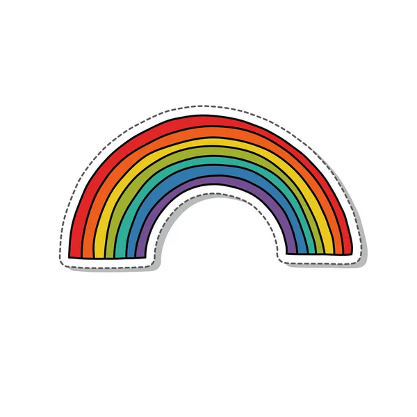 Rainbow Doodle Sticker Icon Vector Illustration — Stock Vector