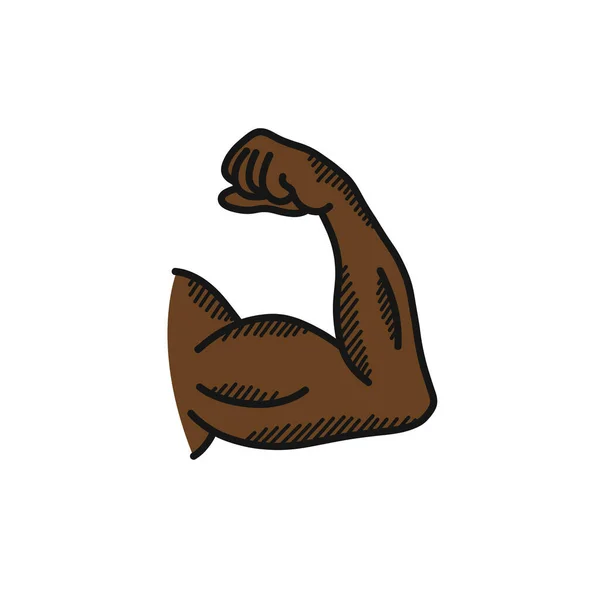 Biceps Doodle Icoon Met Hand Getekend Vector Illustratie — Stockvector