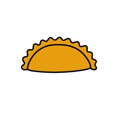 Empanada doodle ikonu, doldurulmuş ekmek veya hamur işi Latin Amerika 'nın birçok ülkesinde kızartılmış veya pişirilmiş, vektör illüstrasyonu