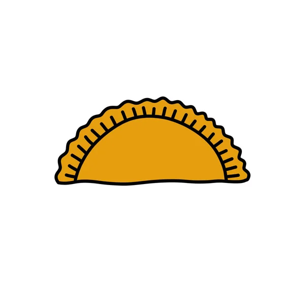Empanada Doodle Symbol Gefülltes Brot Oder Gebäck Gebacken Oder Gebraten — Stockvektor