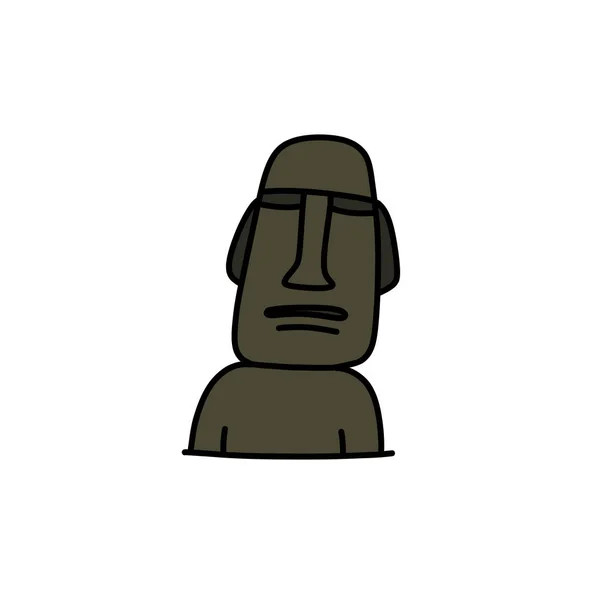 Moai Statue Doodle Icon Vector Illustration — Stock Vector