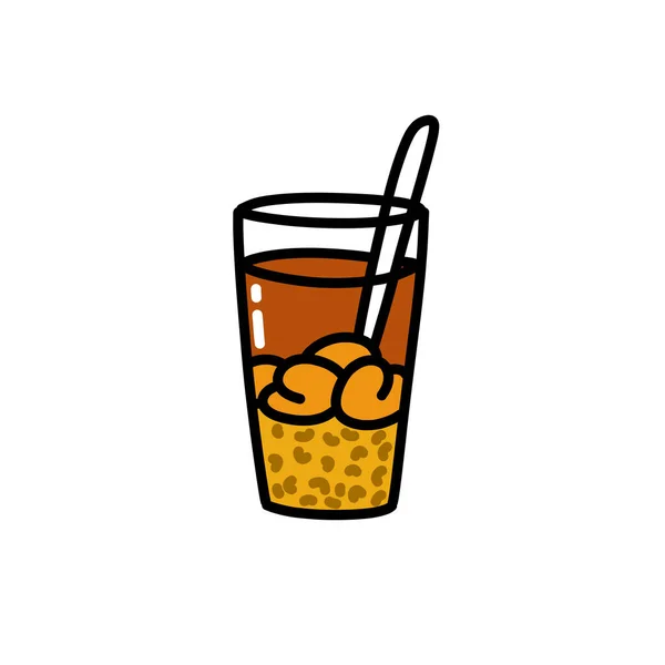 Mote Con Huesillo Doodle Icon Chilean Traditional Drink Vector Illustration — Stock Vector