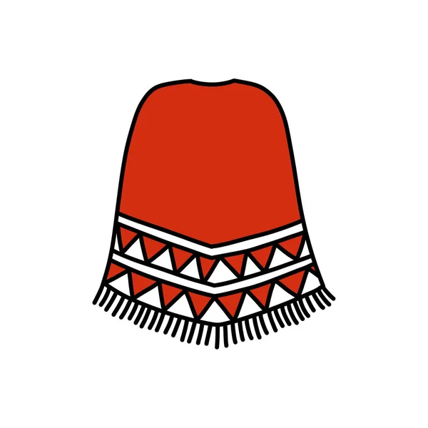 Poncho Doodle Icono Ilustración Vectorial — Archivo Imágenes Vectoriales