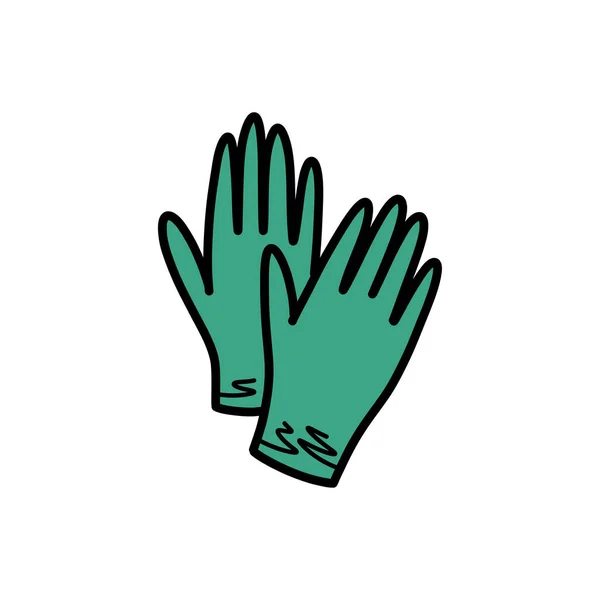 Medical Gloves Doodle Icon Vector Illustration — Stock Vector