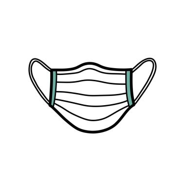 tıbbi maske karalama simgesi, vektör illüstrasyonu