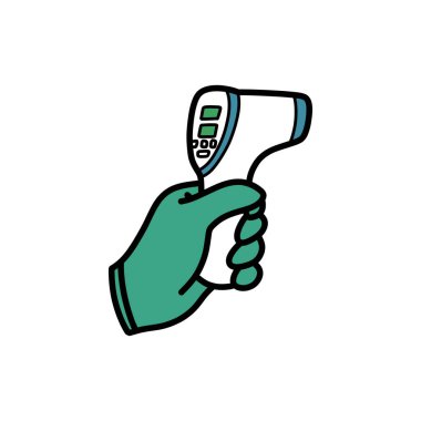 temas olmayan kızılötesi termometre karalama simgesi, vektör illüstrasyonu