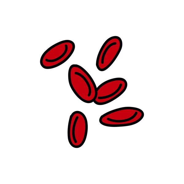 Rode Bloedcellen Doodle Pictogram Vector Illustratie — Stockvector