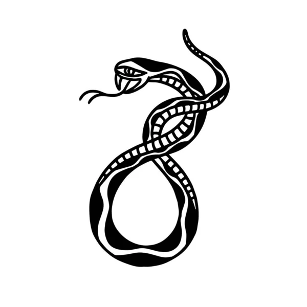 Иллюстрация Змей Традиционная Татуировка Векторная Иллюстрация — стоковый вектор