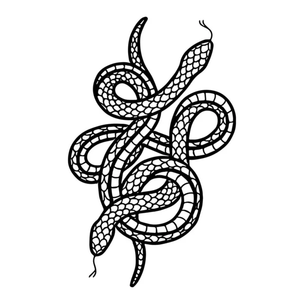 Illustration Serpent Doodle Tatouage Traditionnel Illustration Vectorielle — Image vectorielle