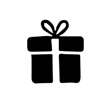 Hediye kutusu karalama simgesi, vektör illüstrasyonu