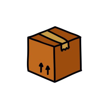 kargo kutusu karalama simgesi, vektör illüstrasyonu