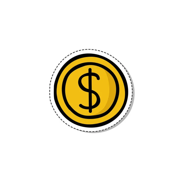 Иконка Наклейки Монетный Доллар Векторная Иллюстрация — стоковый вектор