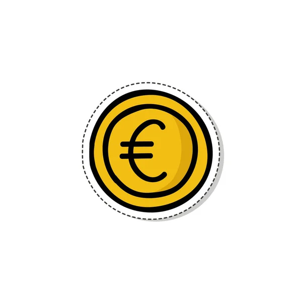 Euro Moneda Garabato Icono Etiqueta Vector Ilustración — Vector de stock