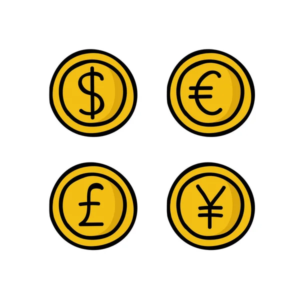 Coins Doodle Icons Vector Illustration — 图库矢量图片