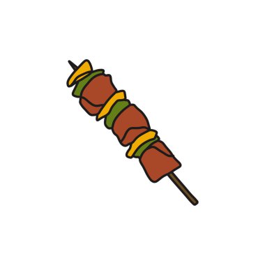 Kebap karalama simgesi, vektör illüstrasyonu