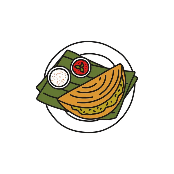Indiaas Voedsel Doodle Icoon Vector Illustratie — Stockvector