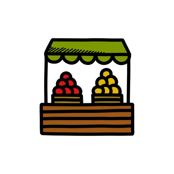 Agricultores Mercado Garabato Icono Vector Ilustración — Archivo Imágenes Vectoriales