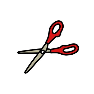 Makas karalama simgesi, vektör illüstrasyonu