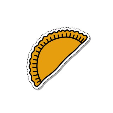 empanada doodle etiket simgesi, vektör illüstrasyonu