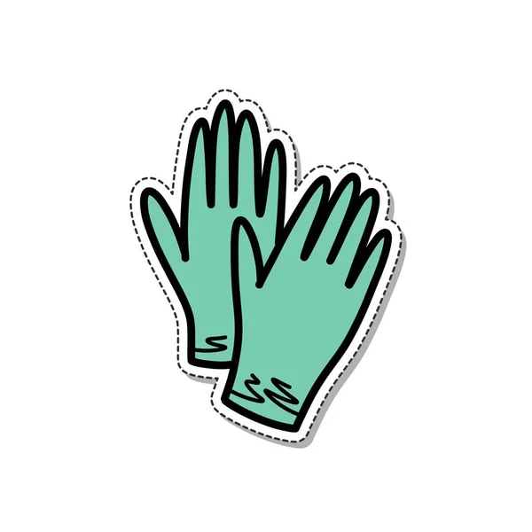 Medical Gloves Doodle Sticker Icon Vector Illustration — Stock Vector