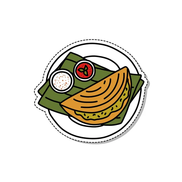 Indiaas Voedsel Doodle Pictogram Sticker Vector Illustratie — Stockvector