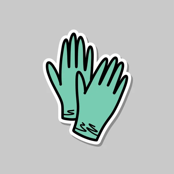 Medizinische Handschuhe Doodle Aufkleber Symbol Vektorillustration — Stockvektor